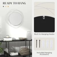 HOMCOM Abstract Metal Wire Wall Mirror, with Accessories - Silver(m-5)