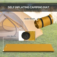 Outsunny Single Inflatable Mattress Sleeping Pad, Self-Inflating, Khaki(m-4)