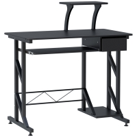 HOMCOM Mesa de Computador com 1 Gaveta Bandeja para Teclado e Suporte para CPU para Escritório Estúdio  90x50x95 cm Preto