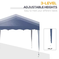 Outsunny 3x3(m) Pop Up Gazebo, Foldable Party Tent with Wave Edge and Carry Bag, Height Adjustable Festival Camping Canopy for Garden Outdoor, Blue(m-4)