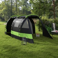 Outsunny Four Man, Two Room Blackout Tent, with Accessories - Black(m-2)