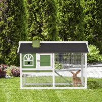 PawHut Rabbit Hutch Wood Bunny Cage for Outdoor Indoor w/ Pull Out Tray Run Box Ramp(m-3)