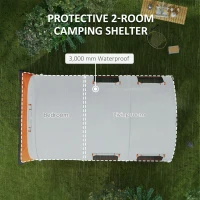 Outsunny 3000mm Waterproof Camping Tent, 5-6 Man Family Tent with Living and Bedroom, Carry Bag Included, Cream and Orange(m-4)