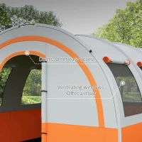 Outsunny 3000mm Waterproof Camping Tent, 5-6 Man Family Tent with Living and Bedroom, Carry Bag Included, Cream and Orange(m-6)