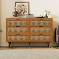 Credenza Elegante con 6 Cassetti, per Camera da Letto e Ufficio, 120x40x76,5 cm, Noce(m-1)