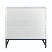 Credenza Moderna con 2 Ante, Maniglie e Gambe in Metallo, Ideale per Soggiorno e Sala da Pranzo, 80x40x80,5 cm, Bianco(m-7)