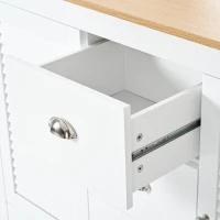 Credenza Moderna in MDF Laccato con 2 Ante e 3 Cassetti, Maniglie in Metallo, 120x35x80 cm, Bianco(m-8)