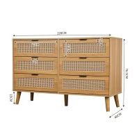 Credenza Elegante con 6 Cassetti, per Camera da Letto e Ufficio, 120x40x76,5 cm, Noce(m-3)