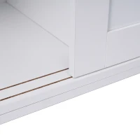 Panchina Portascarpe con Maniglie ad Anello, Scarpiera da Ingresso, Ante Scorrevoli, Design Classico-Vintage, 109x40x50 cm, Bianco(m-7)