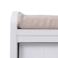 Panchina Portascarpe con Maniglie ad Anello, Scarpiera da Ingresso, Ante Scorrevoli, Design Classico-Vintage, 109x40x50 cm, Bianco(m-8)