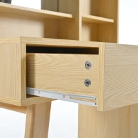 Tavolo per Trucco con Specchio,  4 Scomparti Aperti e 4 Cassetti Grandi, 105x40x130,5 cm, Naturale(m-7)