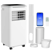 HOMCOM 9000 BTU Portable Air Conditioner, Smart Home WiFi Compatible, 4 in 1 Air Conditioning Unit, Dehumidifier, Fan with Remote, 24H Timer, Window Venting Kit, 20m², R290, A Energy Efficiency(m-1)