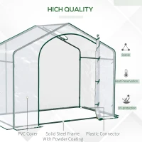 Outsunny Walk In Mini Greenhouse Garden Outdoor Flower Planter Steel Frame w/ Zipped Door & Window, PVC Cover, 180 x 100 x 168CM(m-5)