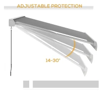 Outsunny Zonwering, elektrisch/handmatig uitschuifbaar, Volledige cassette, Afstandsbediening, Aluminium frame, 4 x 3 m, Lichtgrijs(m-8)