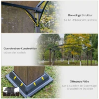 Outsunny Pavillon Pergola mit einstellbarem Stoffdach UV+50 Überdachung Sonnenschutz Texteline Stahl Kaffee+Braun 3,45 x 3,45 x 2,5m(m-5)