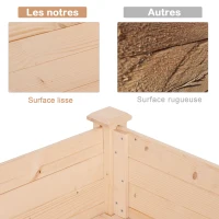 Outsunny Jardinière sur Pieds Potager dim. 122L x 56l x 76H cm Inserts d'irrigation + Feutre de Drainage Inclus Bois Massif Sapin(m-4)