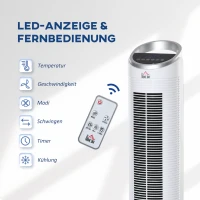 HOMCOM luchtkoeler met waterkoeling wit 60W Ø30 x 100,8H cm(m-4)