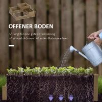Outsunny Hochbeet, 4 Pflanzgefäße auf 3 Stufen, wetterbeständig, Massivholz, 122 cm x 122 cm x 51 cm, Natur(m-6)