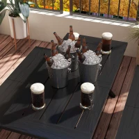 Outsunny Zestaw Piwny dla 4 Osób, Odporny na Pogodę, Wygląd Drewna, Aluminiowa Rama, Czarny(m-8)