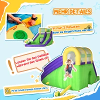 Outsunny Aufblasbare Hüpfburg mit Gebläse Hüpfburg mit Wasserrutsche XXL Wasserpark für Kinder von 3 bis 8 Jahren  Kletterwand Trampolin Outdoor Garten 395 x 355 x 235 cm(m-6)