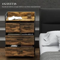 HOMCOM Cómoda de Quarto com 4 Gavetas Dobráveis Prateleira Aberta e Estrutura de Aço para Sala Entrada 60x29x85 cm Castanho Rústico(m-4)