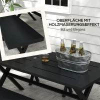 Outsunny Zestaw Piwny dla 4 Osób, Odporny na Pogodę, Wygląd Drewna, Aluminiowa Rama, Czarny(m-7)