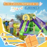 Outsunny Aufblasbare Hüpfburg mit Gebläse Hüpfburg mit Wasserrutsche XXL Wasserpark für Kinder von 3 bis 8 Jahren  Kletterwand Trampolin Outdoor Garten 395 x 355 x 235 cm(m-9)