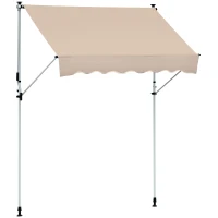 Outsunny Markise Klemmmarkise Sonnenschutz Faltarm Handkurbel Balkon Alu Cremeweiß 2x1,2m(m-1)