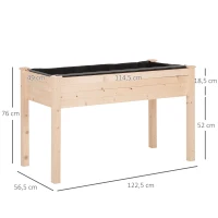 Outsunny Jardinière sur Pieds Potager dim. 122L x 56l x 76H cm Inserts d'irrigation + Feutre de Drainage Inclus Bois Massif Sapin(m-3)
