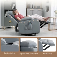 HOMCOM Massagestoel met Wip-, Lig- & Verwarmingsfunctie, Timer, 5 Modi, Draaibaar, Lichtgrijs(m-8)