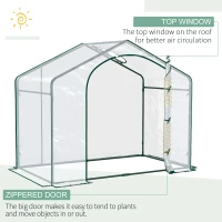 Outsunny Walk In Mini Greenhouse Garden Outdoor Flower Planter Steel Frame w/ Zipped Door & Window, PVC Cover, 180 x 100 x 168CM(m-4)