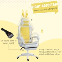 Vinsetto Racing Gaming Chair, Reclining PU Leather Computer Chair with Removable Rabbit Ears, Footrest, Headrest and Lumber Support, Yellow(m-5)