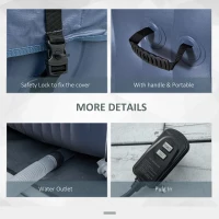 Outsunny Square Hot Tub Inflatable Spa Outdoor Bubble Spa Pool with Pump, Cover, Filter Cartridges, 4-6 Person, Dark Blue(m-8)