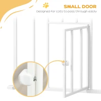 PawHut Extra Tall Pet Gate, Indoor Dog Safety Gate, with Cat Flap, Auto Close, 74-101cm Wide - White(m-7)
