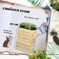 Outsunny podniesione łóżko donica pudełko na kwiaty ze stołem, szafka do ogrodu(m-6)