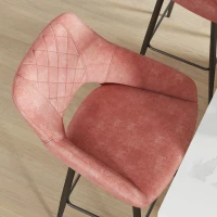 HOMCOM Set of Two Velvet-Feel Bar Stools - Pink(m-9)