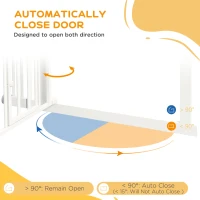 PawHut Extra Tall Pet Gate, Indoor Dog Safety Gate, with Cat Flap, Auto Close, 74-101cm Wide - White(m-5)