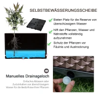 Outsunny Hochbeet 2-teilig mit Rollen Pflanzkasten mit Abflusslöchern Blumenkasten Blumenkübel Kunststoff Braun 50 x 50 x 33 cm(m-5)