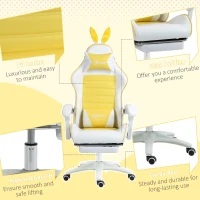 Vinsetto Racing Gaming Chair, Reclining PU Leather Computer Chair with Removable Rabbit Ears, Footrest, Headrest and Lumber Support, Yellow(m-8)