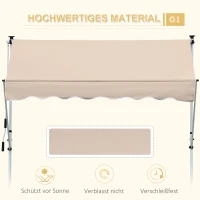 Outsunny Markise Klemmmarkise Sonnenschutz Faltarm Handkurbel Balkon Alu Cremeweiß 2x1,2m(m-4)