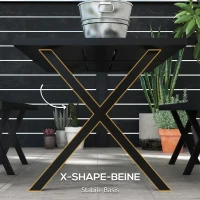 Outsunny Zestaw Piwny dla 4 Osób, Odporny na Pogodę, Wygląd Drewna, Aluminiowa Rama, Czarny(m-6)