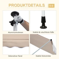 Outsunny Markise Klemmmarkise Sonnenschutz Faltarm Handkurbel Balkon Alu Cremeweiß 2x1,2m(m-5)