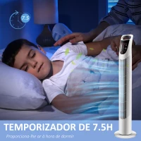 HOMCOM Ventoinha de Coluna com 3 Nivéis de Velocidade Temporizador 7,5h Potência 40W e Oscilação 70° Ø18x78,5 cm Branco(m-7)