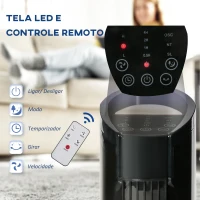 HOMCOM Ventoinha de Coluna 50W com Controlo Remoto 3 Velocidades Ecrã LCD Temporizador 7,5h e Oscilante 70° Ø20x78,5 cm Preto(m-4)