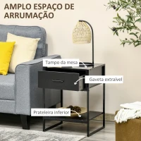 HOMCOM Mesa de Cabeceira Mesa Auxiliar com 1 Gaveta e Prateleira de Armazenamento Estilo Moderno para Quarto 45x40x60cm Preto(m-5)
