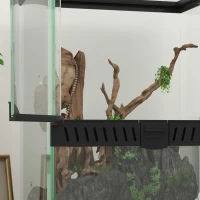 PawHut Terrarium szklane, zamek, zarządzanie kablami, 45x45x60cm, Czarny(m-9)