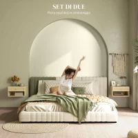 HOMCOM Set 2 Comodini con Cassetto e Ripiani Aperti in stile Boho, in Truciolato e Rattan, 40x34x23 cm(m-4)