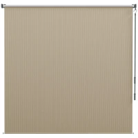 Outsunny Zewnętrzna Roleta, Montaż na Suficie/Ścianie, Korba Ręczna, Outdoor, Rama Aluminiowa, 183 x 185 cm, Beżowa(m-10)