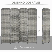 HOMCOM Biombo Dobrável de 6 Painéis Divisor de Ambientes 270x180 cm Ecrã de Privacidade de Polipropileno para Quarto Cinza Misto(m-4)