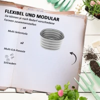 Outsunny Houten plantenbak, modulair verhoogd bed, beschermde randen, bodemloos ontwerp, 105 x 62 x 30 cm, zilver(m-4)